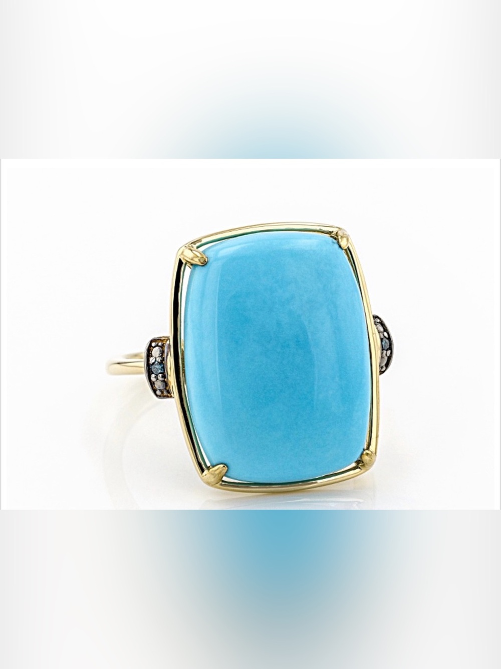 Blue Sleeping Beauty Turquoise 14K Yellow Gold Ring 0.01ctw Size 7